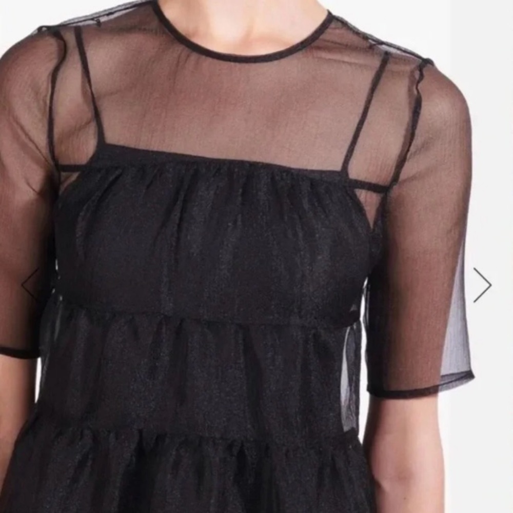 Staud Hyacinth Tiered Organza Overlay Maxi A-Line 2 Piece Dress Black NWT - Picture 3 of 9